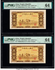 China People's Bank of China 10,000 Yuan 1949 Pick 853c S/M#C282-67 Two Examples PMG Choice Uncirculated 64 (2). Two notes with extremely close serial...