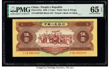 China People's Bank of China 5 Yuan 1956 Pick 872a S/M#C283-43 PMG Gem Uncirculated 65 EPQ. Pack fresh originality is seen on this second generation 5...