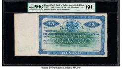 China Chartered Bank of India, Australia and China 5 Hongping Taels ND (ca. 1900) Pick UNL S/M#Y11 PMG Uncirculated 60. Deep blue ink flanks this larg...