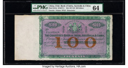 China Chartered Bank of India, Australia & China, Tientsin 100 Dollars 1917-29 Pick S213r S/M#Y11 Remainder PMG Choice Uncirculated 64. Both scarce an...