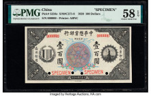 China Chinese American Bank of Commerce 100 Dollars 15.7.1920 Pick S234s S/M#C271-8 Specimen PMG Choice About Unc 58 EPQ. This interesting highest den...
