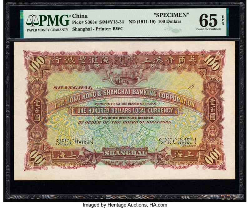 China Hongkong & Shanghai Banking Corporation, Shanghai 100 Dollars ND (1911-19)...