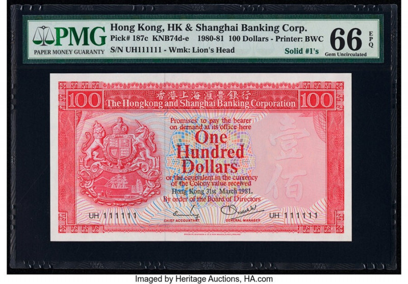 Solid #1's Serial Number Hong Kong Hongkong & Shanghai Banking Corp. 100 Dollars...