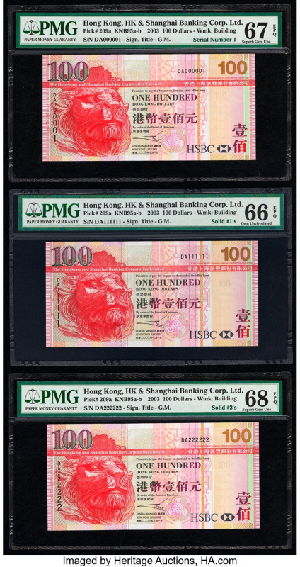 Fancy Serial Number Set Hong Kong Hongkong & Shanghai Banking Corp. Ltd. 100 Dol...