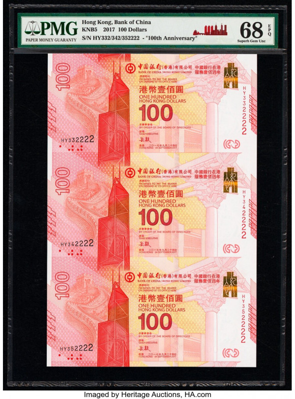 Hong Kong Bank of China (HK) Ltd. 100 Dollars 24.9.2017 Pick 347 KNB5 Uncut Shee...