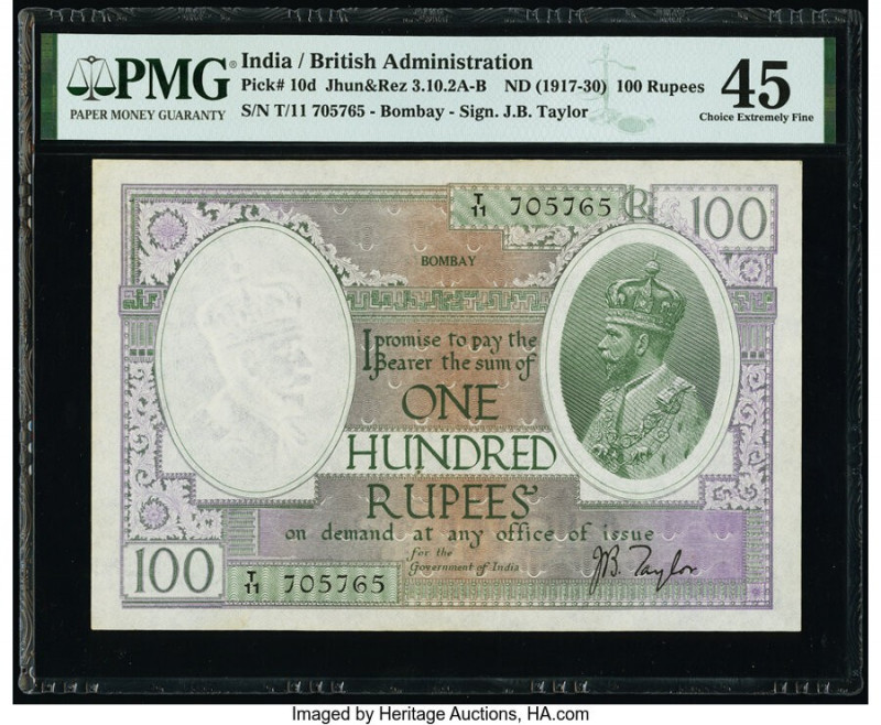 India Government of India, Bombay 100 Rupees ND (1917-30) Pick 10d Jhunjhunwalla...