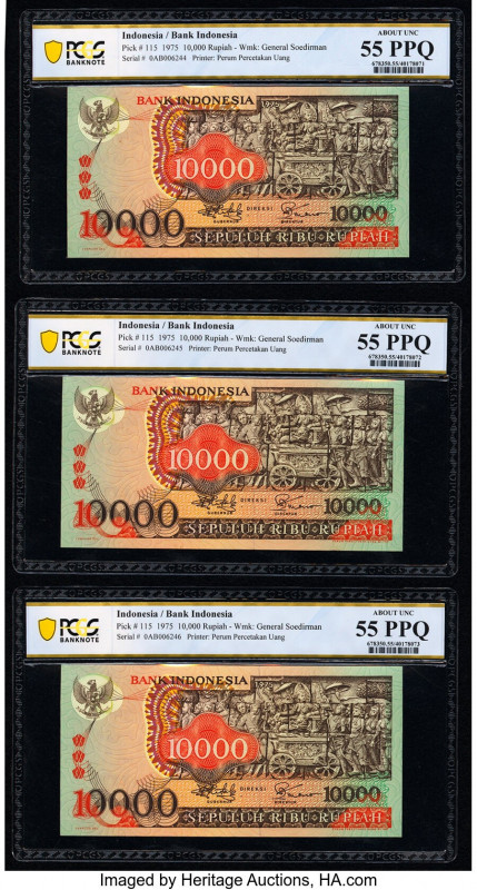 Indonesia Bank Indonesia 10,000 Rupiah 1975 Pick 115 Five Consecutive Examples P...