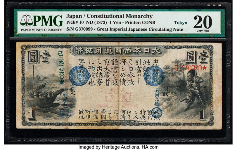 Japan Greater Japan Imperial National Bank, Tokyo 1 Yen ND (1873) Pick 10 PMG Ve...