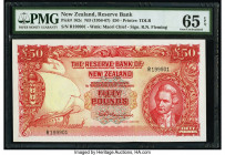 New Zealand Reserve Bank of New Zealand 50 Pounds ND (1956-67) Pick 162c PMG Gem Uncirculated 65 EPQ. Pack fresh originality is easily seen on this hi...