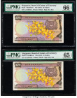 Singapore Board of Commissioners of Currency 25 Dollars ND (1972) Pick 4 Two Consecutive Examples PMG Gem Uncirculated 66 EPQ; Gem Uncirculated 65 EPQ...