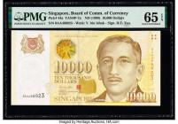Singapore Board of Commissioners of Currency 10,000 Dollars ND (1999) Pick 44a TAN#P-7a PMG Gem Uncirculated 65 EPQ. This yellow and white portrait no...