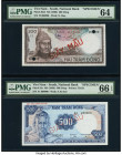 South Vietnam National Bank of Viet Nam 200; 500 Dong ND (1966) Pick 20s2; 23s Two Specimen PMG Choice Uncirculated 64; Gem Uncirculated 66 EPQ. After...
