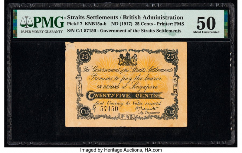 Straits Settlements Government of the Straits Settlements 25 Cents ND (1917) Pic...