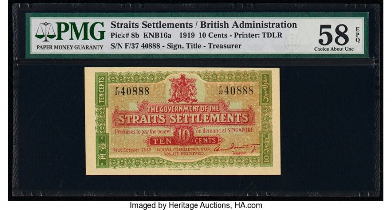 Straits Settlements Government of the Straits Settlements 10 Cents 14.10.1919 Pi...