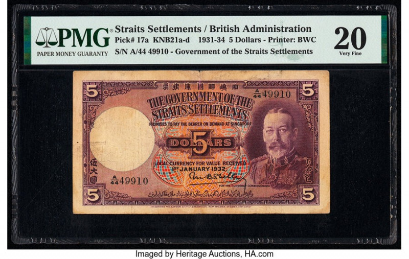 Straits Settlements Government of the Straits Settlements 5 Dollars 1.1.1932 Pic...