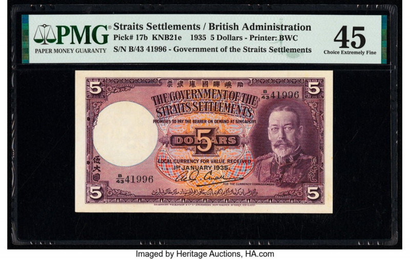 Straits Settlements Government of the Straits Settlements 5 Dollars 1.1.1935 Pic...