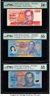 Thailand Bank of Thailand 100; 50 50 Baht (2) ND (1994); (1996); (1997) Pick 97s; 99s; 102s Three Specimen PMG About Uncirculated 50 Net; About Uncirc...