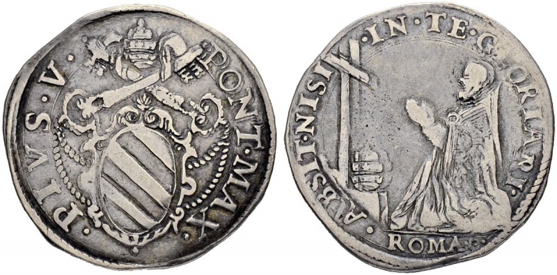 ITALIEN. Vatikan - Kirchenstaat. Pius V. 1566-1572. Testone o. J., Rom. 9.20 g. ...