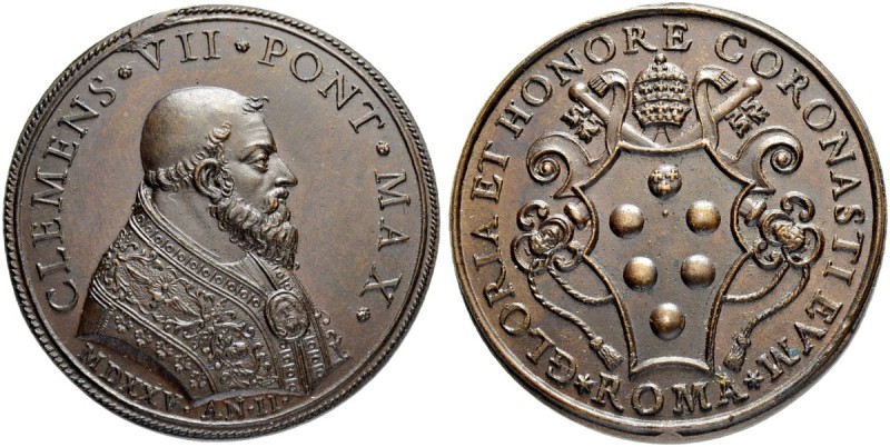 ITALIEN. SPEZIALSAMMLUNG PAPSTMEDAILLEN. Clemens VII. 1523-1534. Bronzemedaille ...