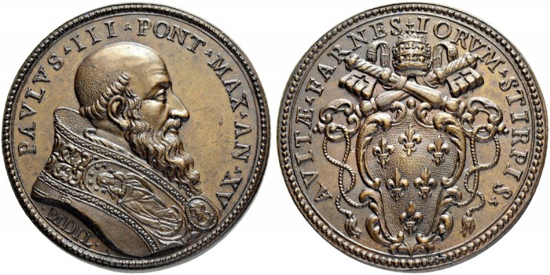 ITALIEN. SPEZIALSAMMLUNG PAPSTMEDAILLEN. Paul III. 1534-1549. Bronzemedaille An ...