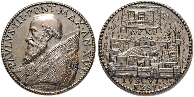 ITALIEN. SPEZIALSAMMLUNG PAPSTMEDAILLEN. Paul III. 1534-1549. Bronzemedaille An ...