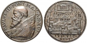ITALIEN. SPEZIALSAMMLUNG PAPSTMEDAILLEN. Paul III. 1534-1549. Bronzemedaille An XVI (1549). Auf die Restaurierung von Frascati. Stempel von G. F. Bonz...