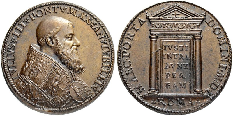 ITALIEN. SPEZIALSAMMLUNG PAPSTMEDAILLEN. Julius III. 1550-1555. Bronzemedaille o...