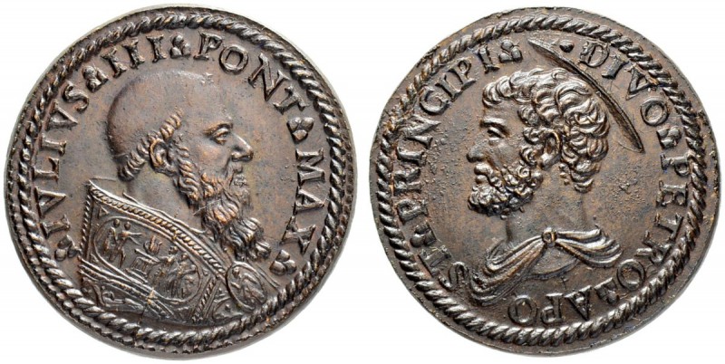 ITALIEN. SPEZIALSAMMLUNG PAPSTMEDAILLEN. Julius III. 1550-1555. Bronzemedaille o...