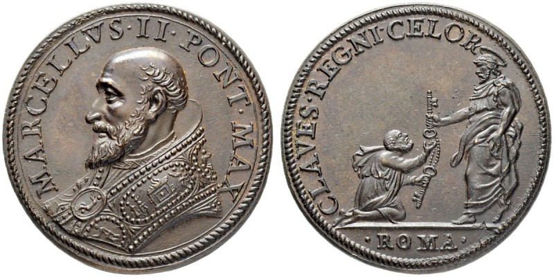 ITALIEN. SPEZIALSAMMLUNG PAPSTMEDAILLEN. Marcellus, 1555. Bronzemedaille o. J. A...