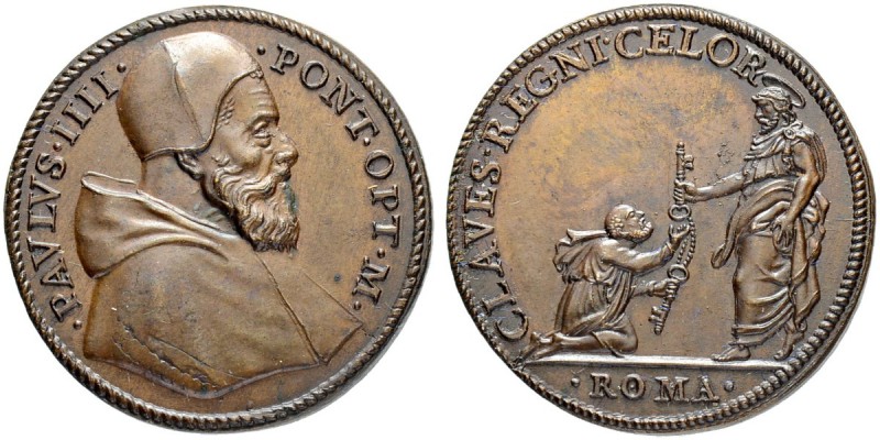 ITALIEN. SPEZIALSAMMLUNG PAPSTMEDAILLEN. Paul IV. 1555-1559. Bronzemedaille o. J...