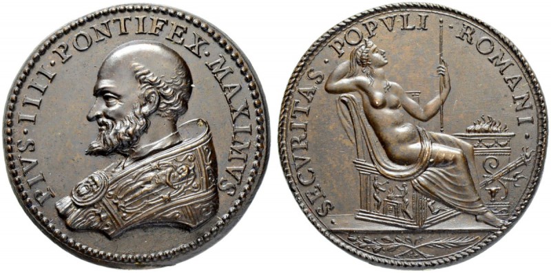 ITALIEN. SPEZIALSAMMLUNG PAPSTMEDAILLEN. Pius IV. 1559-1565. Bronzemedaille o. J...