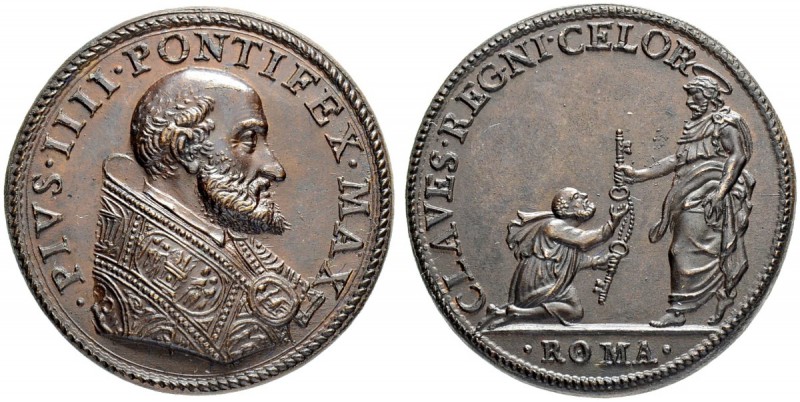 ITALIEN. SPEZIALSAMMLUNG PAPSTMEDAILLEN. Pius IV. 1559-1565. Bronzemedaille o. J...
