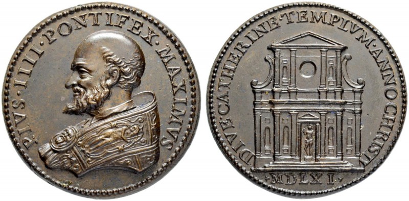 ITALIEN. SPEZIALSAMMLUNG PAPSTMEDAILLEN. Pius IV. 1559-1565. Bronzemedaille 1561...