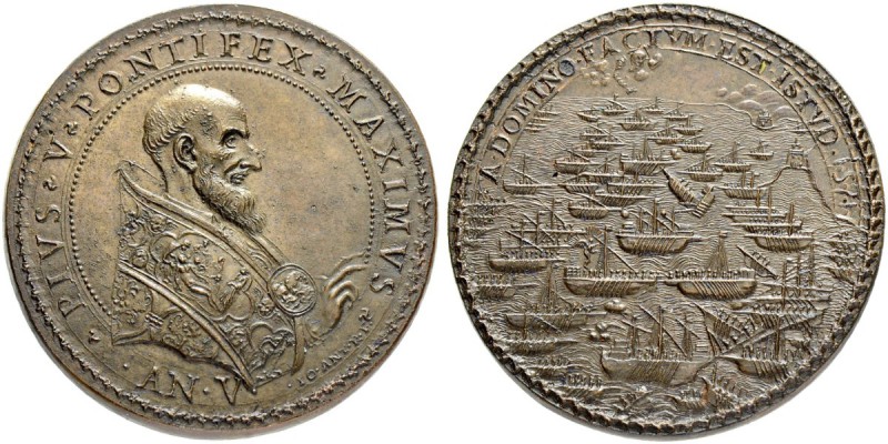 ITALIEN. SPEZIALSAMMLUNG PAPSTMEDAILLEN. Pius V. 1566-1572. Bronzemedaille An V/...