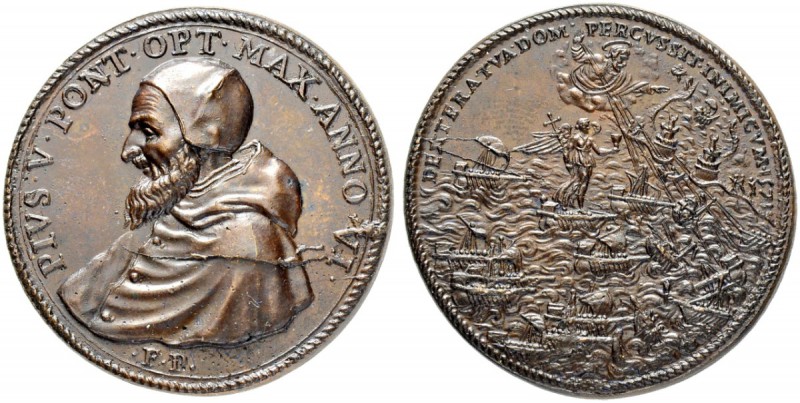 ITALIEN. SPEZIALSAMMLUNG PAPSTMEDAILLEN. Pius V. 1566-1572. Bronzemedaille An VI...