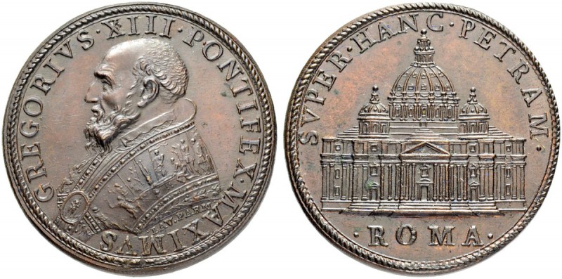 ITALIEN. SPEZIALSAMMLUNG PAPSTMEDAILLEN. Gregor XIII. 1572-1585. Bronzemedaille ...