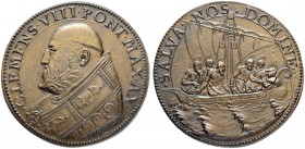 ITALIEN. SPEZIALSAMMLUNG PAPSTMEDAILLEN. Clemens VIII. 1592-1605. Bronzemedaille A X (1601). Stempel von G. Rancetti. Brustbild nach links. Rv. Christ...