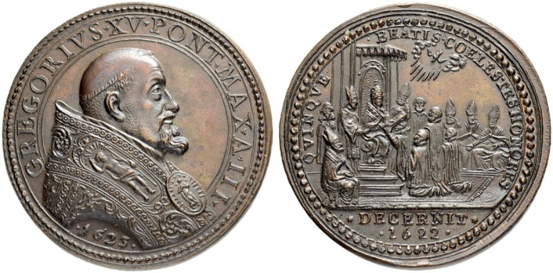 ITALIEN. SPEZIALSAMMLUNG PAPSTMEDAILLEN. Gregor XV. 1621-1623. Bronzemedaille 16...