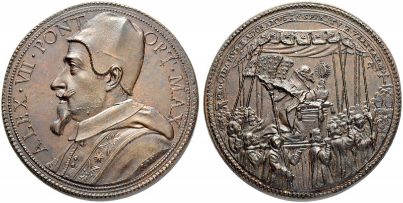 ITALIEN. SPEZIALSAMMLUNG PAPSTMEDAILLEN. Alexander VII. 1655-1667. Bronzemedaill...