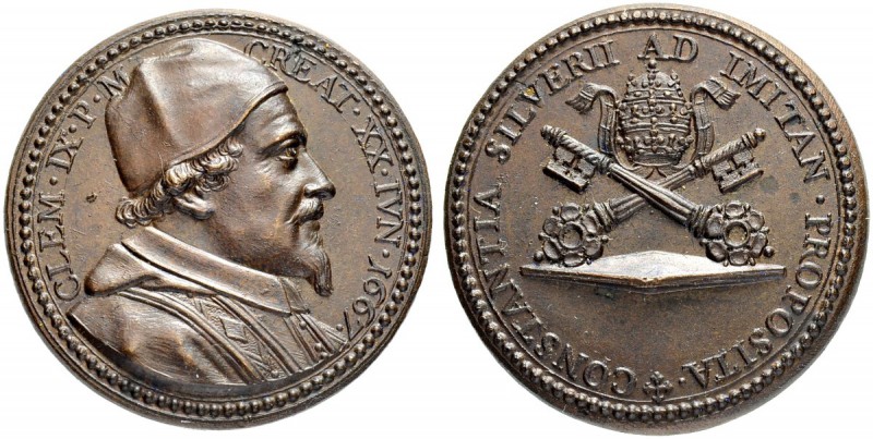 ITALIEN. SPEZIALSAMMLUNG PAPSTMEDAILLEN. Clemens IX. 1667-1669. Bronzemedaille 1...