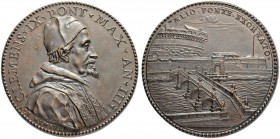 ITALIEN. SPEZIALSAMMLUNG PAPSTMEDAILLEN. Clemens IX. 1667-1669. Bronzemedaille An III (1669). Auf die Engelsbrücke zur Engelsburg. Stempel von A. Hame...