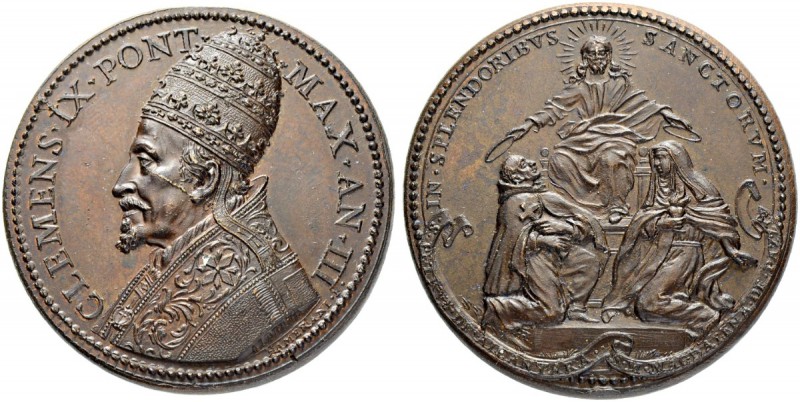 ITALIEN. SPEZIALSAMMLUNG PAPSTMEDAILLEN. Clemens IX. 1667-1669. Bronzemedaille A...
