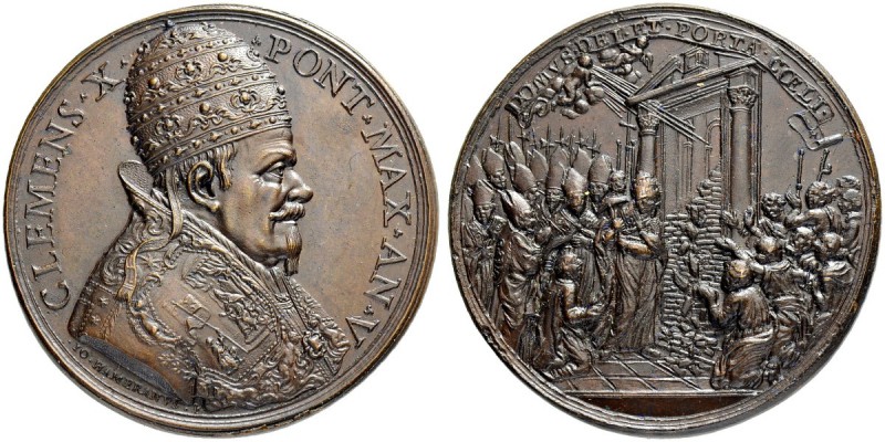 ITALIEN. SPEZIALSAMMLUNG PAPSTMEDAILLEN. Clemens X. 1670-1676. Bronzemedaille An...