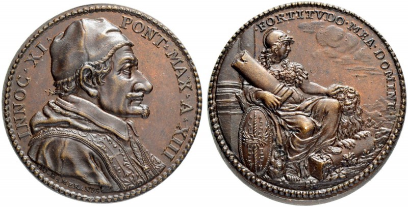 ITALIEN. SPEZIALSAMMLUNG PAPSTMEDAILLEN. Innozenz XI. 1676-1689. Bronzemedaille ...