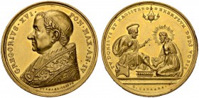 ITALIEN. SPEZIALSAMMLUNG PAPSTMEDAILLEN. Gregor XVI. 1831-1846. Goldmedaille An IV (1834/1835). Stempel von G. Cerbara. Brustbild nach links. Rv. Die ...