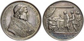 ITALIEN. SPEZIALSAMMLUNG PAPSTMEDAILLEN. Pius IX. 1846-1878. Silbermedaille Anno X (1855). Auf seine Besuche im Heiliggeist-Hospital während der Chole...