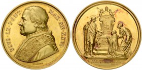 ITALIEN. SPEZIALSAMMLUNG PAPSTMEDAILLEN. Pius IX. 1846-1878. Goldmedaille An XXVI (1871). Auf die 25 Jahrfeier des Pontifikats. Stempel von I. Bianchi...