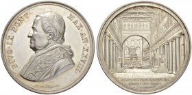 ITALIEN. SPEZIALSAMMLUNG PAPSTMEDAILLEN. Pius IX. 1846-1878. Silbermedaille An XXVIII (1873). Auf den Abschluss der Restaurierung der Basilika San Lor...