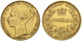 AUSTRALIEN. Victoria, 1837-1901. Sovereign 1855, Sydney. 7.94 g. Schl. 801. Fr. 9. Selten / Rare. Fast sehr schön / About very fine.