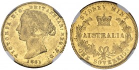 AUSTRALIEN. Victoria, 1837-1901. Sovereign 1861, Sydney. Schl. 818. Fr. 10. NGC AU58. Fast vorzüglich / About extremely fine.